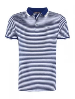 Mens Michael Kors Striped Greenwich Logo Polo Shirt Blue
