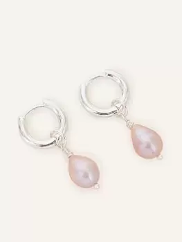 Accessorize Sterling Silver Plated Pearl Huggie Hoops