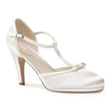 Pink by Paradox London Satin 'Misty' High Heel Stiletto T-Bar Shoes - 3 - ivory