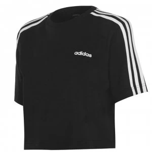 adidas 3S Crop T Shirt Womens - Black/White