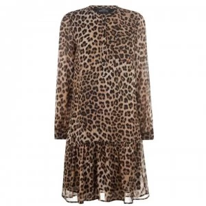 SET Leopard Print Midi Dress - 0739 CAMEL GREY