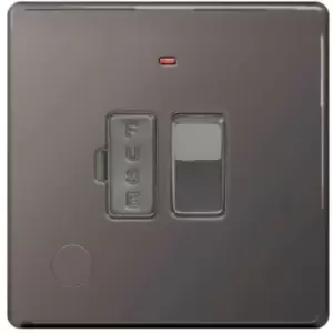 Bg Electrical - bg Black Nickel 13A Switched Fused Connection Unit with Neon & Flex Outlet - Black