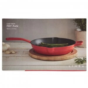 Linea Cast Iron Frypan, Midnight - Red