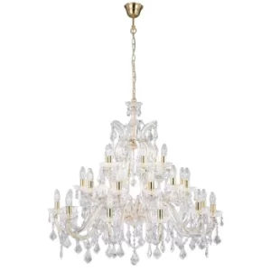 Marie Therese 30 Light Crystal Chandelier Polished Brass Finish, E14