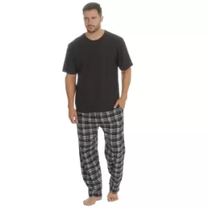 Embargo Mens Plaid Short Sleeve Pyjama Set (L) (Charcoal)