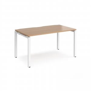 Adapt II Single Desk 1400mm x 800mm - White Frame Beech top