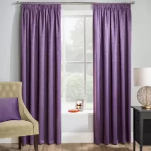 Enhancedliving - Enhanced Living Matrix Embossed Textured Thermal Blockout Pencil Pleat Curtains, Grape, 66 x 90 Inch