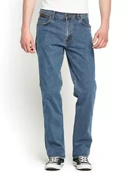 Wrangler Mens Texas Stretch Straight Jeans - Stonewash, Size 32, Inside Leg S=30 Inch, Men