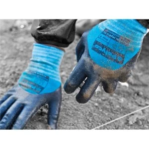 Polyco Polyflex Hydro PHYKC08 Size 8 Seamless Nylon Gloves Nitrile Three Quarter Coating Hydrophobic Blue