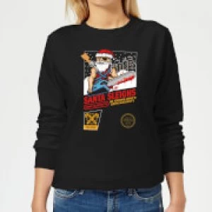 Santa Sleighs - Black Womens Sweatshirt - XS - Black