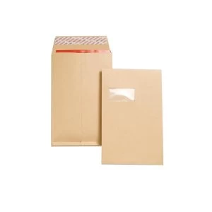 New Guardian C4 25mm Gusseted Peel and Seal Window Envelopes 130gsm Manilla Pack of 100