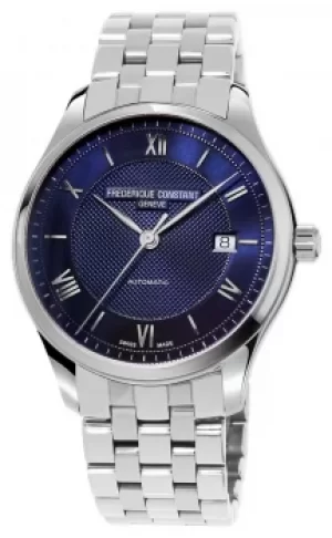 Frederique Constant Mens Index Blue Dial Stainless Steel Watch