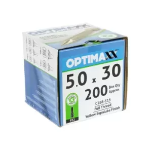 Optimaxx 5 x 30mm Woodscrews - Box of 200 - Yellow