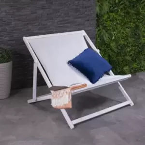 Charles Bentley fsc Certified Eucalyptus White Washed Double Deck Chair Grey - White, Grey
