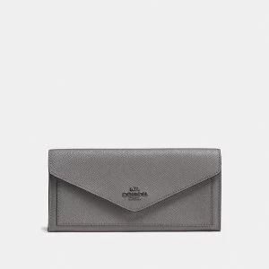 Coach Soft wallet large flapover purse Grey