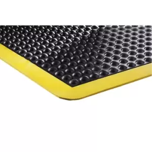 Bubblemat safety anti-fatigue matting, LxWxH 1200 x 900 x 14 mm, yellow-black, start/end element