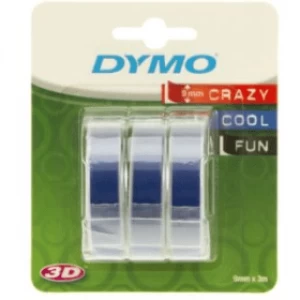 Dymo S0847740 White On Blue Embossing Tape 9mm x 3m - 3 Pack
