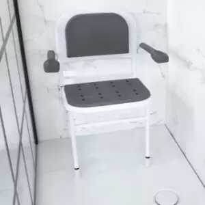 NRS Healthcare Folding Shower Seat (with Legs, Back & Arms & Padded Seat)