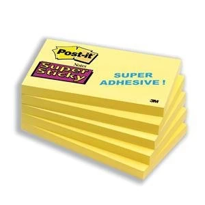 Original Post it Super Sticky Notes 76x127mm Yellow 12 x Pack of 90 Sheets