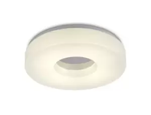 Joop IP44 24W LED Large Flush Ceiling Light, 4000K 2000lm CRI80, Polished Chrome with White Acrylic Diffuser