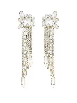 Mood Gold Crystal Floral Navette Chandelier Drop Earrings