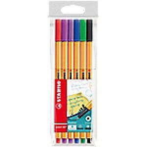 Stabilo Point 88 Fineliner Fine 0.4mm Assorted Pack of 6