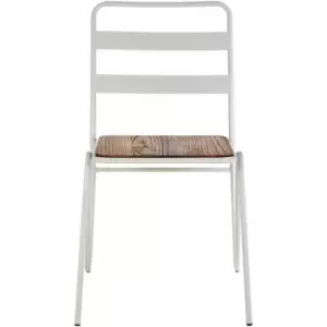District White Metal and Elm Wood Chair - Premier Housewares
