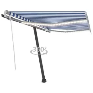 Vidaxl Manual Retractable Awning With LED 350X250 Cm Blue And White