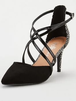 Wallis Wide Fit Cross Strap Court Shoe - Black, Size 4, Women