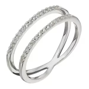 Elements Silver Silver Plate White CZ Double Band Ring R3681C