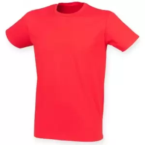 Skinni Fit Men Mens Feel Good Stretch Short Sleeve T-Shirt (2XL) (Bright Red)