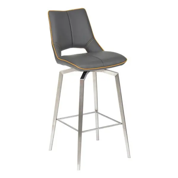 Shankar Mako Swivel Leather Effect Graphite Grey Bar Chair - Grey 5542104