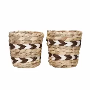Kitchencraft Set Of 2 Water Hyacinth Planters With Chevron Design