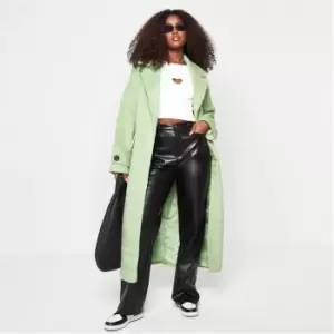 Missguided Belted Longline Formal Coat - Green