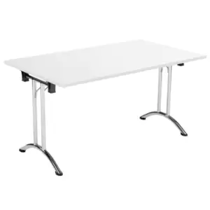 One Union Folding Table 1400 X 700 Chrome Frame White Rectangular Top