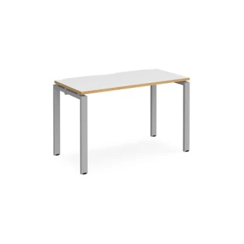 Bench Desk Single Person Rectangular Desk 1200mm White/Oak Tops With Silver Frames 600mm Depth Adapt