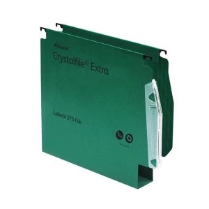 Rexel Crystalfile Extra 275 50mm Polypropylene Square Base Lateral File Green Pack of 25