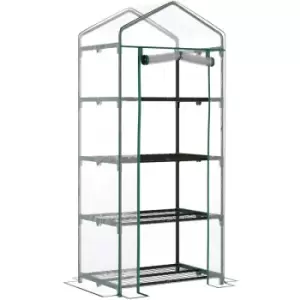Outsunny - Portable 4-Tier Mini Greenhouse Plant Grow House Shed w/ Clear Cover - Green