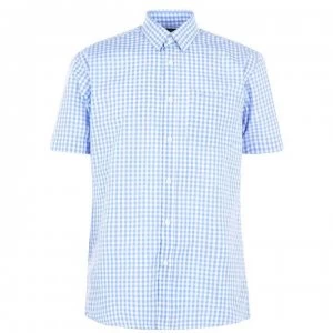 Pierre Cardin Short Sleeve Shirt Mens - Blue Check