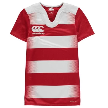 Canterbury CCC Challenge Hooped Rugby Shirt Junior Boys - White