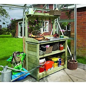 Rowlinson Timber Potting Station with Shelves 3 x 2 ft