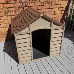 Large Plastic Dog Kennel / House in Brown - 86cm x 84cm x 82cm