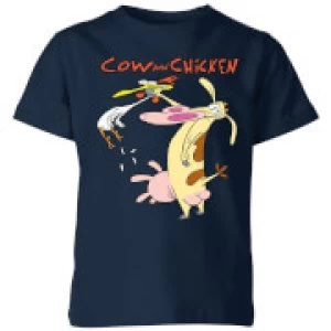 Cow and Chicken Characters Kids T-Shirt - Navy - 7-8 Years - Navy