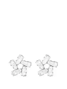 Jon Richard Rhodium Plated Cubic Zirconia Baguette Stud Starburst Earrings