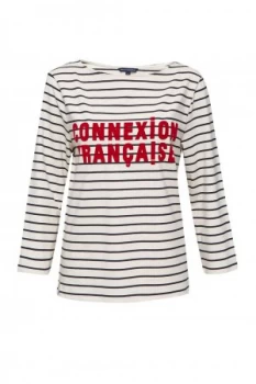 French Connection Connexion Francaise Striped T shirt Cream