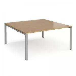 Adapt square boardroom table 1600mm x 1600mm - silver frame and oak