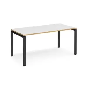 Bench Desk Single Person Rectangular Desk 1600mm White/Oak Tops With Black Frames 800mm Depth Adapt