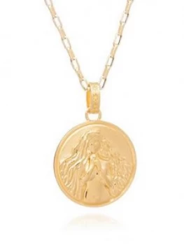 Rachel Jackson London Rachel Jackson London Gold Plated Statement Zodiac Art Coin Long Necklace
