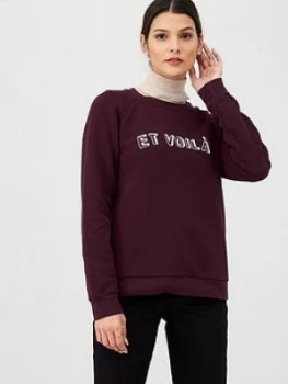 WHISTLES Et Voila Logo Sweatshirt - Burgundy Size M Women