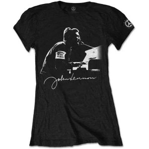John Lennon - People for Peace Womens Medium T-Shirt - Black
